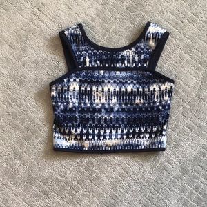 Blue aztec crop top